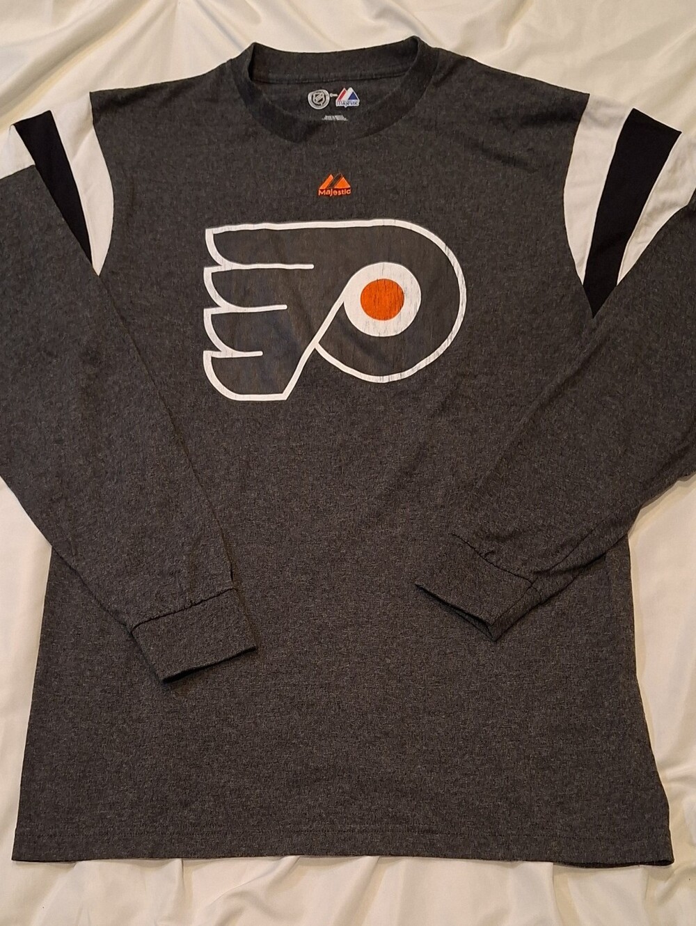Majestic Philadelphia Flyers Long-Sleeve Shirt - Charcoal/White/Orange